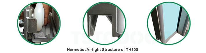 Airtight feature of hermetic door TH100 Airtight feature of hermetic door TH100