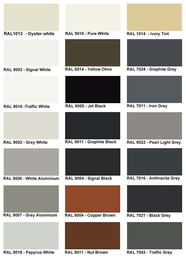 Popular RAL No. for TSTC Revolving Doors Popular RAL No. for TSTC Revolving Doors